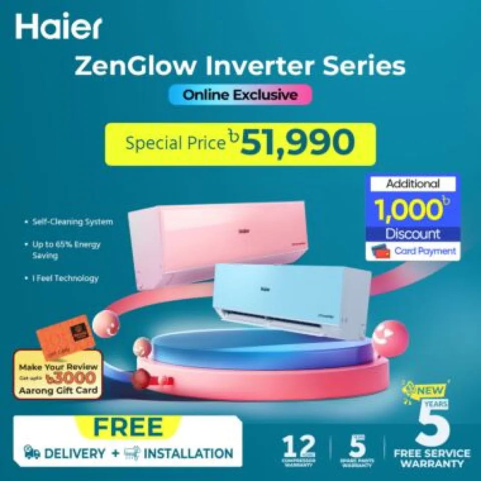 Haier 1.5 Ton ZenGlow Inverter Air Conditioner [ZenGlow-18INVPX6B]