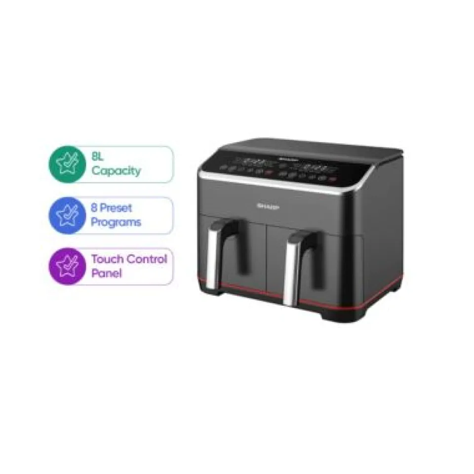 Sharp KF-DF80RT-K3 8L Double Basket Air Fryer