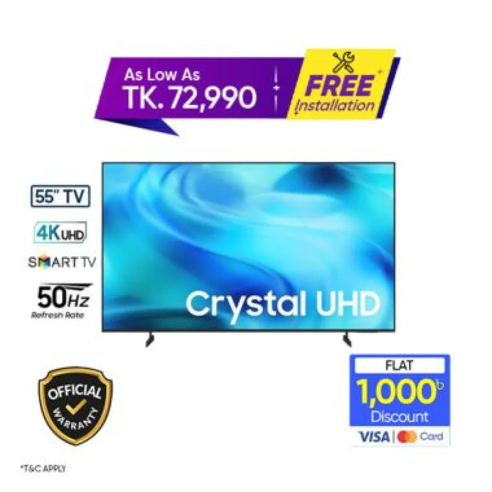 Samsung 55 Inch Crystal UHD 4K Smart TV (UA55U8500H)